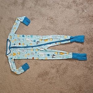 Little Sleepies Blue Party Animals Long Sleeve zipup sleeper 2T